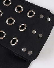 Ningning Black Eyelet Belted Wrap Shorts