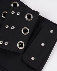 Ningning Black Eyelet Belted Wrap Shorts