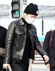 Suga Leather Snap-Button Jacket