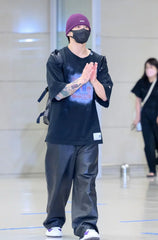Jungkook Wide-Leg Faux Leather Pants