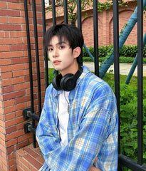 Jin Indigo Faded Plaid Shirt