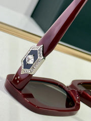 J-Hope Burgundy Jewel-Detail Sunglasses