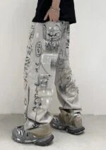 Jungkook Grey Graffiti Baggy Pants