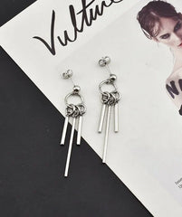 Jimin Silver Triple-Strip Earrings