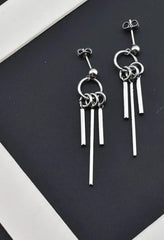 Jimin Silver Triple-Strip Earrings