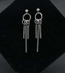 Jimin Silver Triple-Strip Earrings