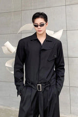 Jimin Noir Belted Overall Jumpsuit