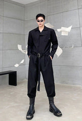 Jimin Noir Belted Overall Jumpsuit