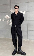 Jimin Noir Belted Overall Jumpsuit