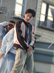 Jungkook Noir Contrast Biker Jacket
