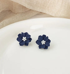 Jimin Navy Flower Gem Earrings