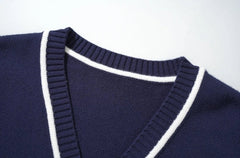 Jin Navy Lined V-Neck Cardigan