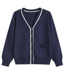 Jin Navy Lined V-Neck Cardigan