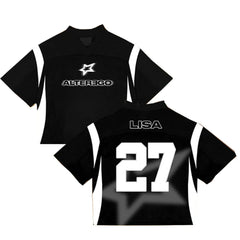 LISA 2026 Y2K K-Pop Inspired Oversized Sports Jersey Tee