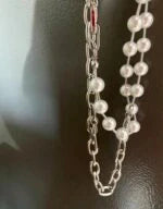 Jimin Silver Chain Pearl Padlock Necklace