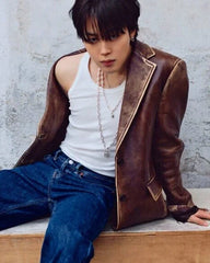 Jimin Silver Chain Pearl Padlock Necklace