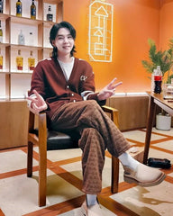 Suga Mocha Checkered Corduroy Pants