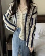 Hyunjin Striped Knot Cardigan