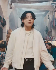 Jungkook Ivory Chic Bomber Jacket