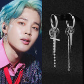 Jimin Silver Cross & Pendulum Earrings
