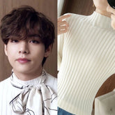 Taehyung Ribbed Mock-Neck Sweater