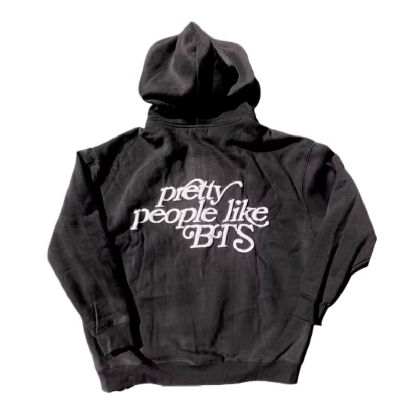 "Pretty People Like BTS" Slogan Hoodie (Charcoal)