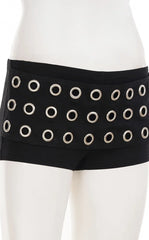 Ningning Black Eyelet Belted Wrap Shorts