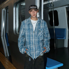 Jin Indigo Plaid Zip-Up Jacket