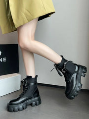 Jimin Combat Boots with Strap Pocket