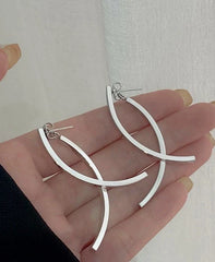 Jimin Silver Curved Stick Drop Earrings