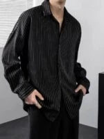 Jungkook Noir Striped Button-Down Shirt